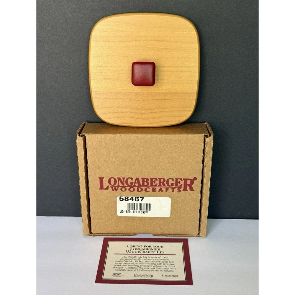 NIB Longaberger  Tree Trimming- Let It Snow -Small Basket Lid w/Red Knob - 58467